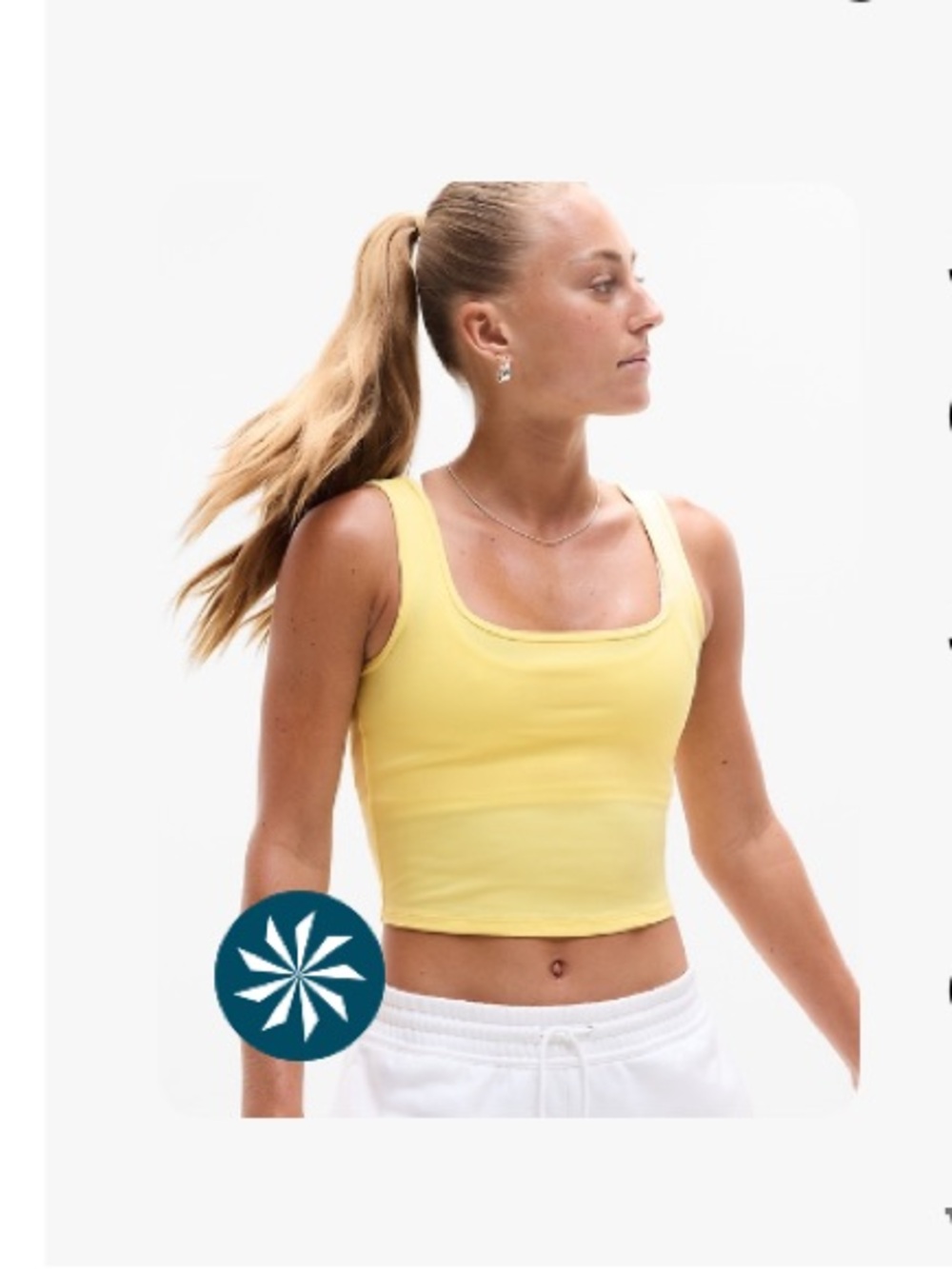 Athleta Ribbed Square Neck Crop Tank - Lemon